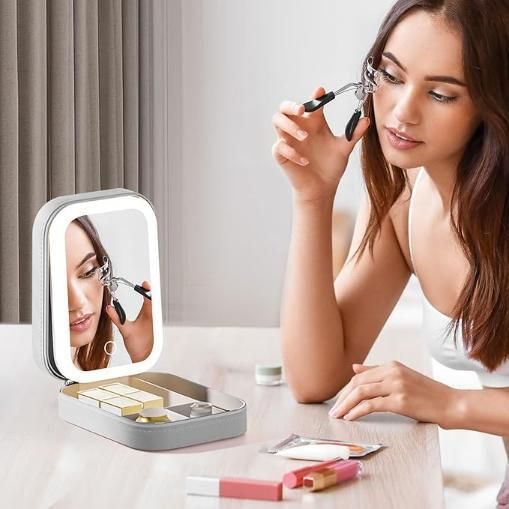 Elegant White Jewelry Box with LED Mirror – Organize, Protect & Shine