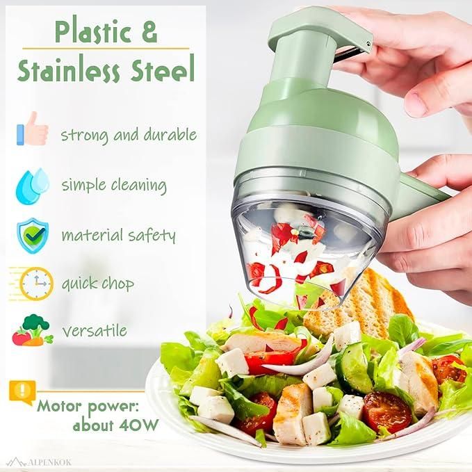 ✨ 4-in-1 Portable Electric Vegetable Cutter – Slice, Dice, Shred & Chop Effortlessly ✨