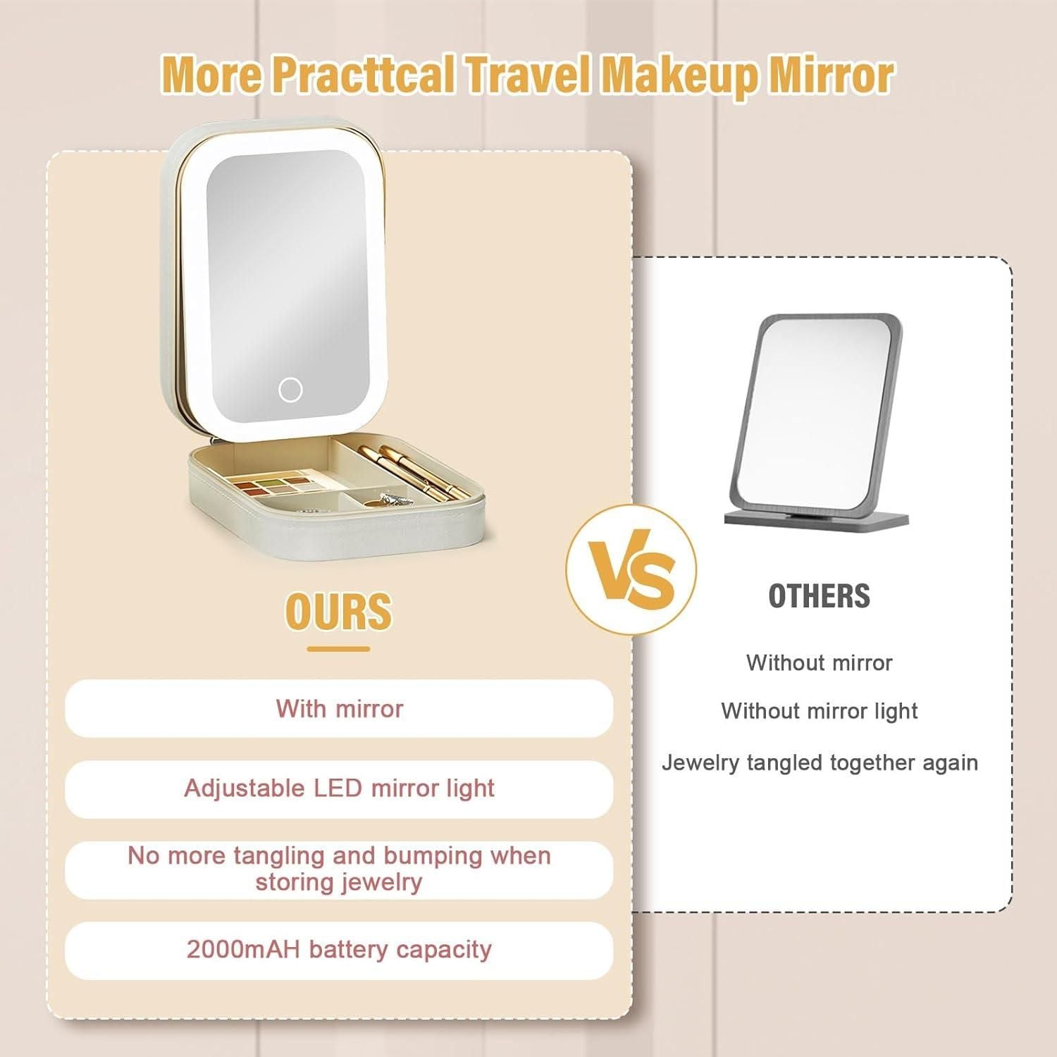 Elegant White Jewelry Box with LED Mirror – Organize, Protect & Shine