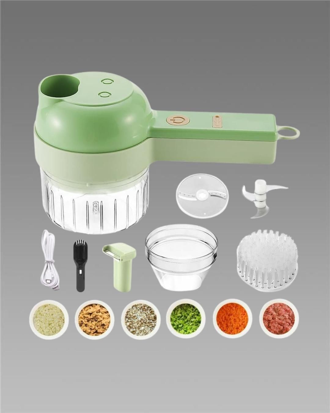 ✨ 4-in-1 Portable Electric Vegetable Cutter – Slice, Dice, Shred & Chop Effortlessly ✨
