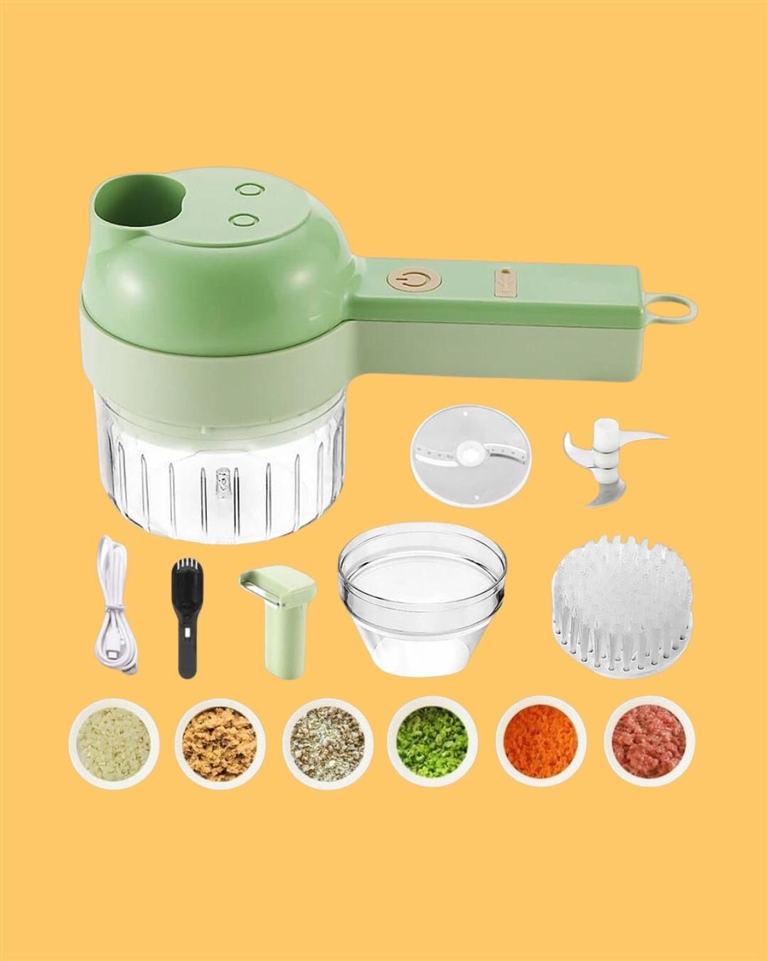 ✨ 4-in-1 Portable Electric Vegetable Cutter – Slice, Dice, Shred & Chop Effortlessly ✨