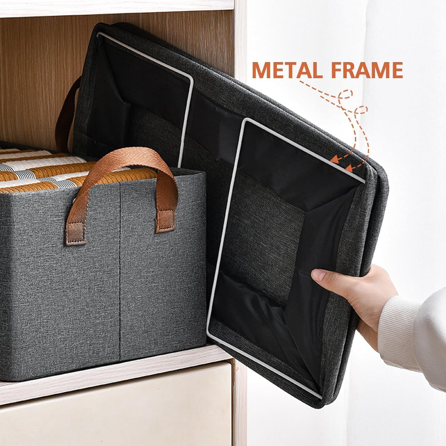 Foldable Clothes Storage Box with Steel Frame